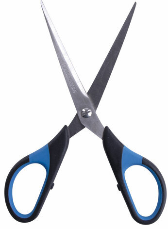 Ножницы BRAUBERG "Office-Expert" 170 мм, сине-черные, резиновые вставки, 3-х сторонняя заточка, 231561