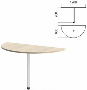 Стол приставной полукруг "Арго", 1200х600х760 мм, ясень шимо/опора хром (КОМПЛЕКТ)