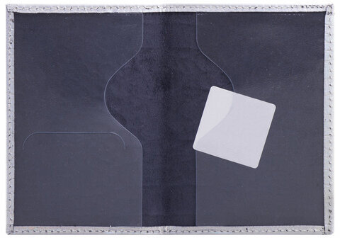 Обложка для паспорта натуральная кожа кайман, "PASSPORT", серебристая, STAFF "Profit", 237206