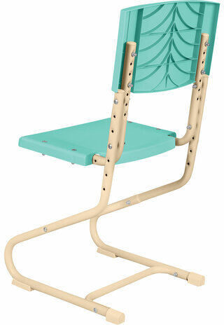 Стул ученический регулируемый "ДЭМИ" СУТ.01, 400х330-343х795-874 мм, бежевый каркас, пластик аквамарин