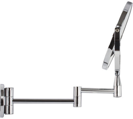 Зеркало настенное BRABIX, диаметр 17 см, двухстороннее, с увеличением, нержавеющая сталь, выдвижное (петли), 604952