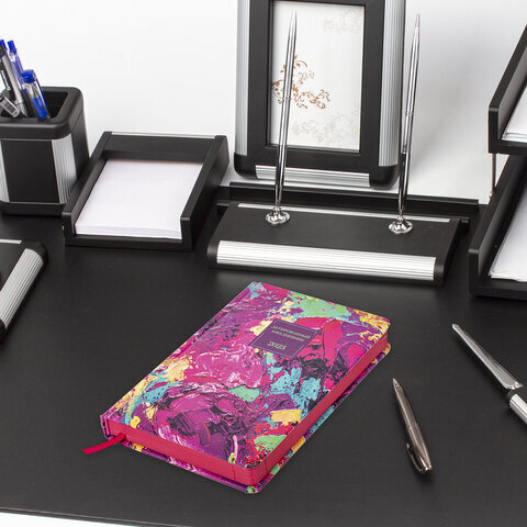 Ежедневник датированный 2023 А5 138x213 мм BRAUBERG "Vista", под кожу, "Colorful", 114132