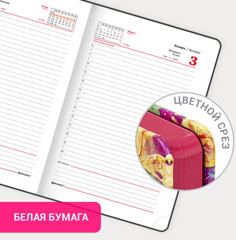 Ежедневник датированный 2023 А5 138x213 мм BRAUBERG "Vista", под кожу, "Colorful", 114132