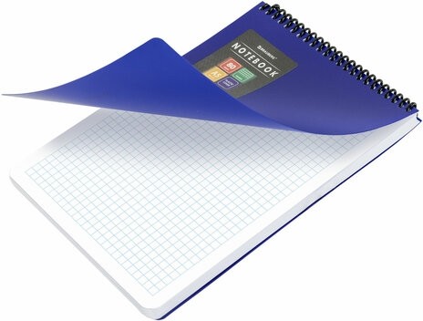 Блокнот А5 80 л., спираль пластиковая, обложка пластик, клетка, BRAUBERG "Metropolis", СИНИЙ, 115569