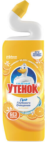 Средство для уборки туалета 900 мл ТУАЛЕТНЫЙ УТЕНОК "Цитрусовый", 696895