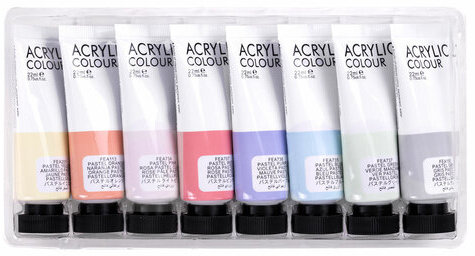 Краски акриловые художественные 8 ПАСТЕЛЬНЫХ цветов в тубах по 22 мл, BRAUBERG HOBBY, 192406