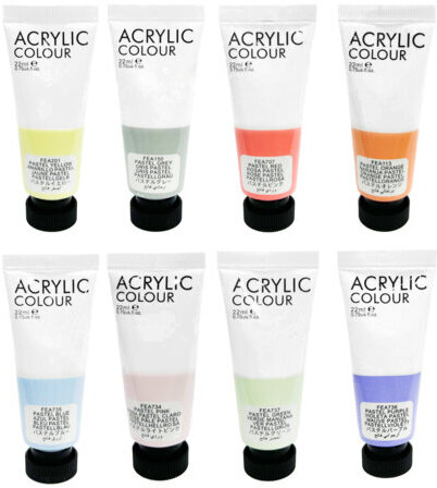 Краски акриловые художественные 8 ПАСТЕЛЬНЫХ цветов в тубах по 22 мл, BRAUBERG HOBBY, 192406