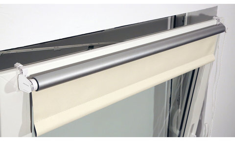 Штора рулонная светонепроницаемая (Блэкаут) BRABIX 100х175 см, кремовый/серебро, 606016