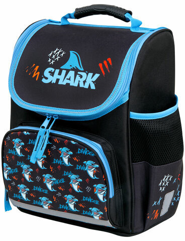 Ранец ПИФАГОР BASIC, 1 отделение, 3 кармана, эргономичная спинка, "Angry shark", 35х28х18 см, 272044