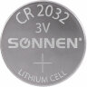 Батарейка литиевая CR2032, КОМПЛЕКТ 5 шт. "таблетка, дисковая", SONNEN Lithium, в блистере, 455504