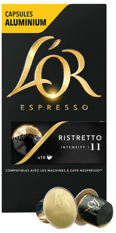 Кофе в алюминиевых капсулах L'OR "Espresso Ristretto" для кофемашин Nespresso, 10 порций, 4028609