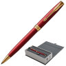Ручка шариковая PARKER "Sonnet Core Intense Red Lacquer GT", корпус красный глянцевый лак, позолоченные детали, черная, 1931476