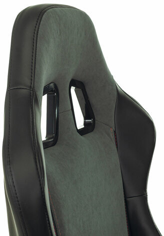 Кресло компьютерное BRABIX "Striker GM-121", синхромеханизм, 2 подушки, экокожа/велюр, черное/серое, 532961