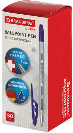 Ручка шариковая BRAUBERG "ULTRA", СИНЯЯ, узел 1 мм, чернила ГЕРМАНИЯ, наконечник ШВЕЙЦАРИЯ, 143558