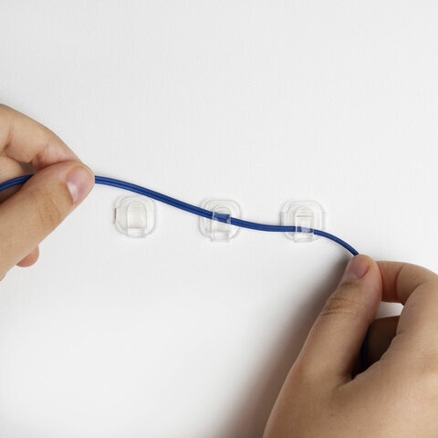 Крючки самоклеящиеся для гирлянд и проводов 1,5х1,5 см, КОМПЛЕКТ 18 шт., LAIMA Home, 608795