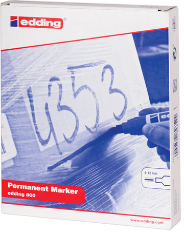 Маркер перманентный (нестираемый) EDDING 800, ЧЕРНЫЙ, ЗАПРАВЛЯЕМЫЙ, скошенный наконечник, 4-12 мм, E-800/1