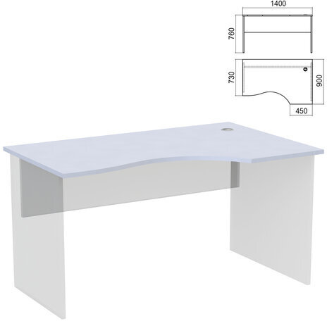 Стол эргономичный ЧАСТЬ 1 "Арго", 1400х900х760 мм, правый, серый