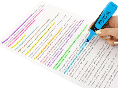 Набор текстовыделителей 12 ЦВЕТОВ на подставке, BRAUBERG "EXTRA", прорезиненный корпус, линия 1-5 мм, 151758