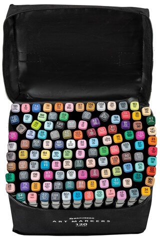 Маркеры для скетчинга двусторонние, НАБОР 120 шт., текстильный чехол, BRAUBERG, 152234