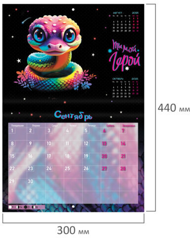 Календарь-планер настенный перекидной на 2025 г., BRAUBERG, 12 листов, 30х22 см, "Символ года", 116172