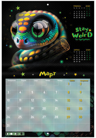 Календарь-планер настенный перекидной на 2025 г., BRAUBERG, 12 листов, 30х22 см, "Символ года", 116172