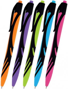 Ручка шариковая автоматическая BRAUBERG ULTRA COLOR NEON, soft-touch, СИНЯЯ, пишущий узел 0,7 мм, линия письма 0,35 мм, 144203