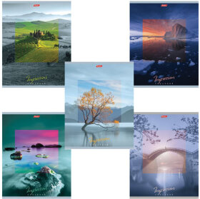 Тетрадь А5, 80 л., HATBER, скоба, клетка, обложка картон, &quot;IMPRESSIONS&quot; (5 видов), 80Т5В1, T242148