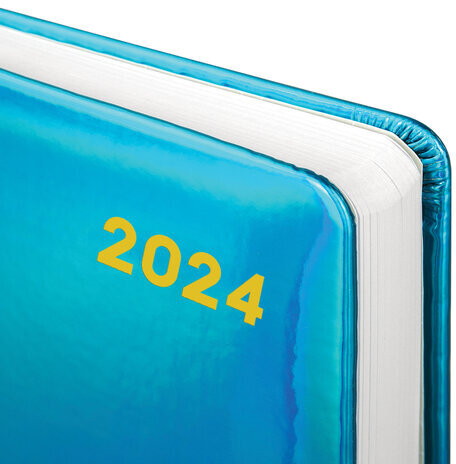 Ежедневник датированный 2024 А5 138x213 мм, BRAUBERG "Holiday", под кожу, "зеркальный", бирюза, 114843