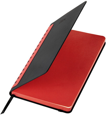 Ежедневник датированный 2024 А5 138x213 мм, BRAUBERG "Original", под кожу, черный/красный, 114943