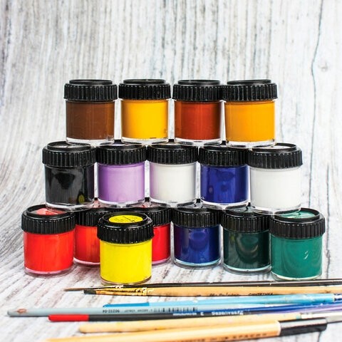 Гуашь художественная BRAUBERG ART CLASSIC, НАБОР 16 цветов в баночках по 22 мл, 191584