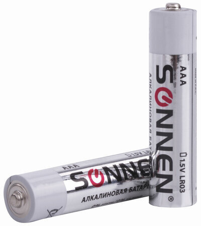 Батарейки КОМПЛЕКТ 4 шт., SONNEN Alkaline, AAA (LR03, 24А), алкалиновые, мизинчиковые, в блистере, 451088