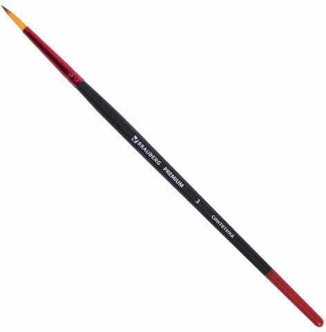 Кисти BRAUBERG PREMIUM, набор 10 шт. (синтетика, круглые № 1, 2, 3, 5, 8, плоские № 2, 4, 6, 8, 10), 201027