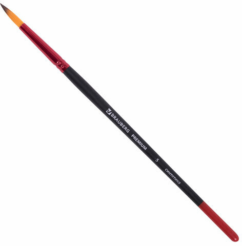 Кисти BRAUBERG PREMIUM, набор 10 шт. (синтетика, круглые № 1, 2, 3, 5, 8, плоские № 2, 4, 6, 8, 10), 201027