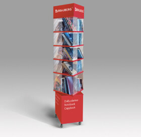 Стойка поворотная, мобильная для ежедневников, блокнотов, тетрадей, BRAUBERG, 211х40х40 см, ЛДСП, 504951