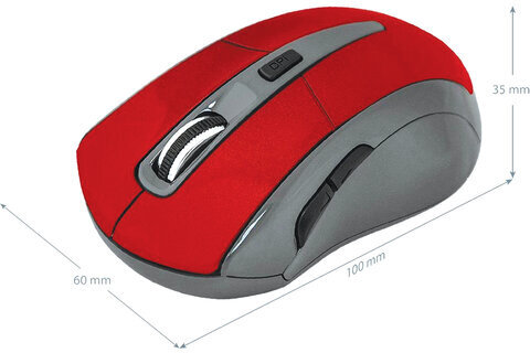 Мышь беспроводная DEFENDER ACCURA MM-965, USB, 5 кнопок + 1 колесо-кнопка, оптическая, красно-серая, 52966