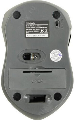 Мышь беспроводная DEFENDER ACCURA MM-965, USB, 5 кнопок + 1 колесо-кнопка, оптическая, красно-серая, 52966