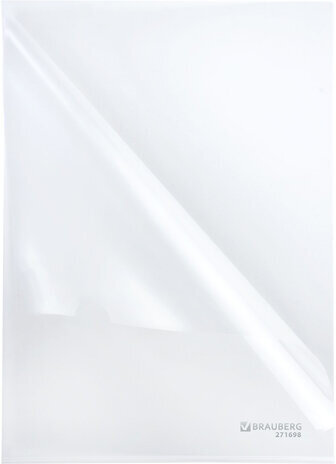 Папка-уголок А4, прозрачная, 0,10 мм, BRAUBERG EXTRA, 271698