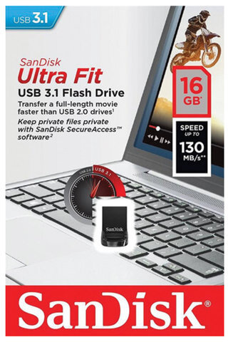 Флеш-диск 16 GB SANDISK Ultra Fit USB 3.0, черный, CZ430-016G-G46