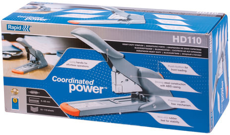 Степлер МОЩНЫЙ №23/8-23/24 RAPID "Fashion HD110" (Швеция) до 110 листов,серебристый/оранжевый, 21080815