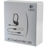 Наушники с микрофоном (гарнитура) LOGITECH PC 960, проводная, компьютерная, 2,4 м, стерео, USB, черная, 981-000100