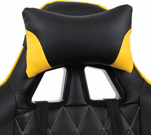Кресло компьютерное BRABIX "GT Master GM-110", две подушки, экокожа, черное/желтое, 531927