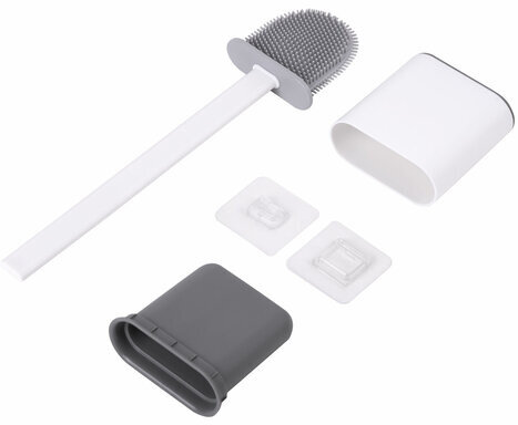 Ершик для унитаза силиконовый FLAT TYPE (плоский) напольный / настенный с креплением, LAIMA, 608131