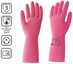 Перчатки латексные КЩС, прочные, хлопковое напыление, размер 8,5-9 L, большой, красные, HQ Profiline, 73585