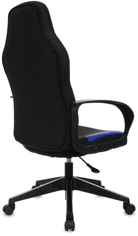 Кресло компьютерное BRABIX "Alpha GM-018", ткань/экокожа, черное/синее, 532638, GM-018_532638