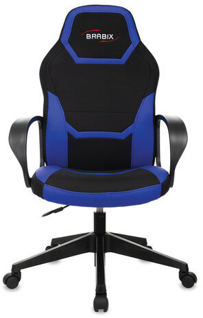 Кресло компьютерное BRABIX "Alpha GM-018", ткань/экокожа, черное/синее, 532638, GM-018_532638