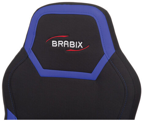 Кресло компьютерное BRABIX "Alpha GM-018", ткань/экокожа, черное/синее, 532638, GM-018_532638