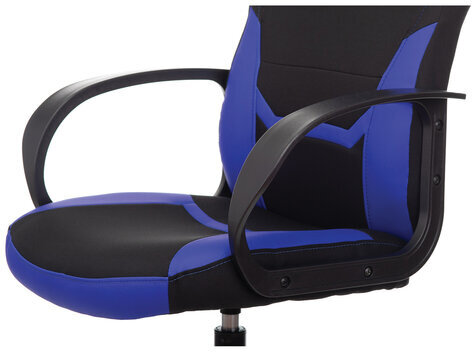 Кресло компьютерное BRABIX "Alpha GM-018", ткань/экокожа, черное/синее, 532638, GM-018_532638