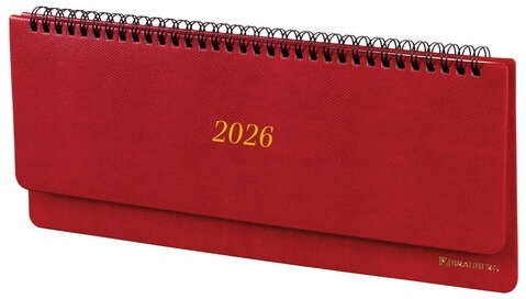 Планинг датированный 2026 305х140 мм BRAUBERG "Iguana", под кожу, красный, 117225