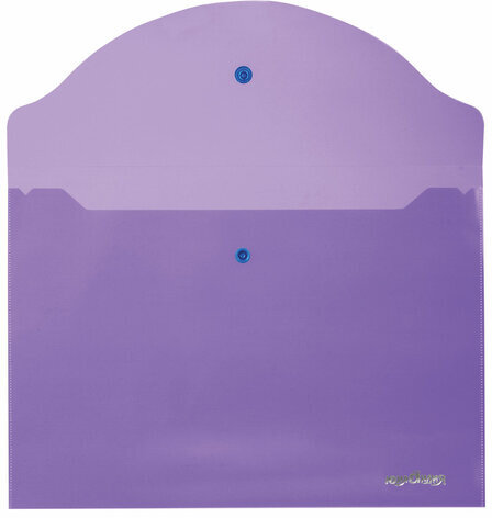 Папка-конверт с кнопкой ЮНЛАНДИЯ, А4, до 100 листов, прозрачная, фиолетовая, 0,18 мм, 228669