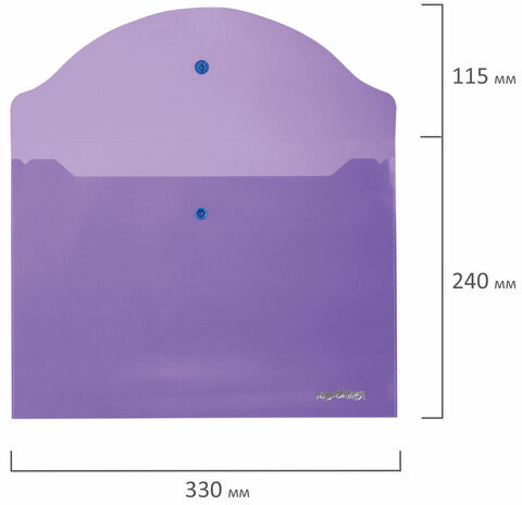 Папка-конверт с кнопкой ЮНЛАНДИЯ, А4, до 100 листов, прозрачная, фиолетовая, 0,18 мм, 228669